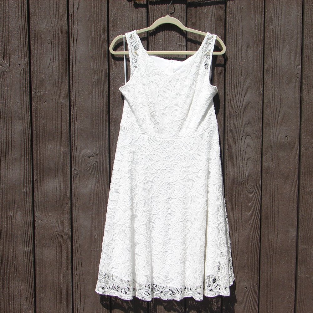 White Sleeveless Lace Summer Dress Size 2XL White Wedding Beach Summer